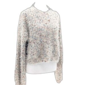 Lush‎ Lovely Time Blush Pink Fuzzy Cropped Oversized Knit Sweater Size Large